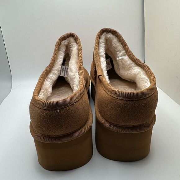 CUSHIONAIRE Women's Genuine Suede Cozy Mule Platform +Memory Foam 11 WIDE CHESTN - Picture 4 of 7